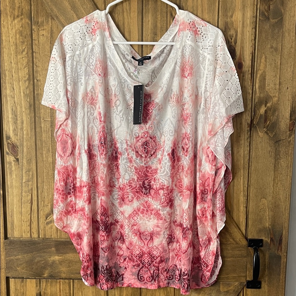 Signature Studio Pink and White Blouse